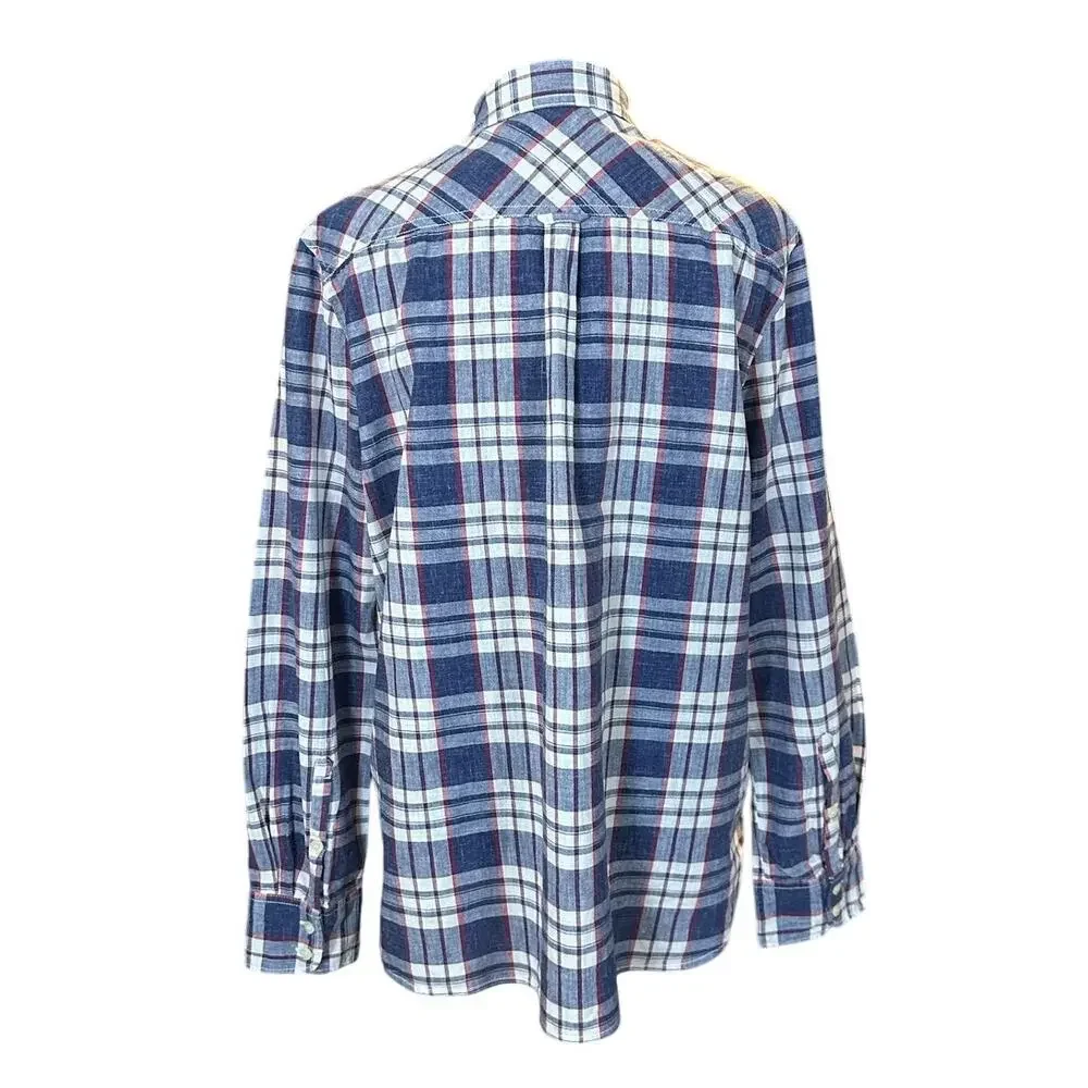 J. Crew Flannel Boy Fit Half Button Long Sleeve Shirt Size L - Picture 3 of 8